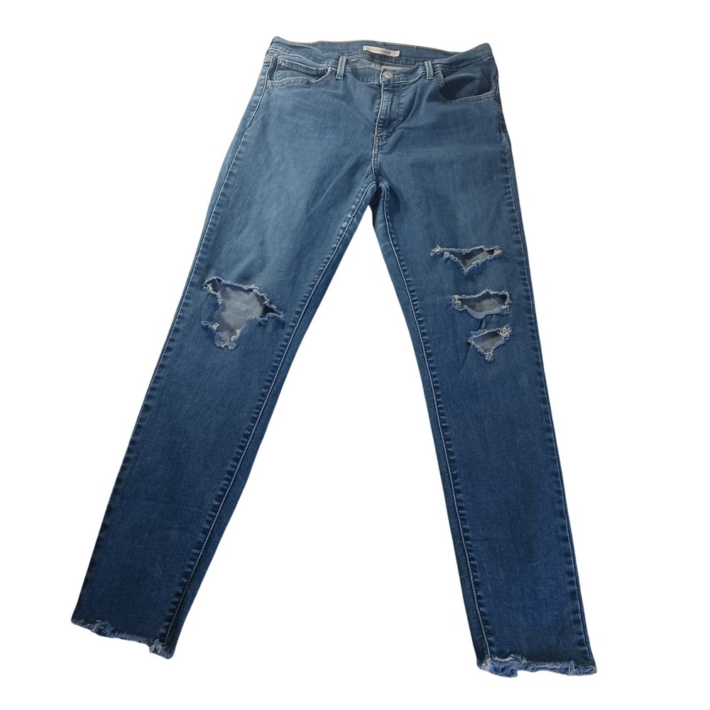 Levi's 720 High Rise Super Skinny Jeans 32‎  Women Distressed Medium Wash READ